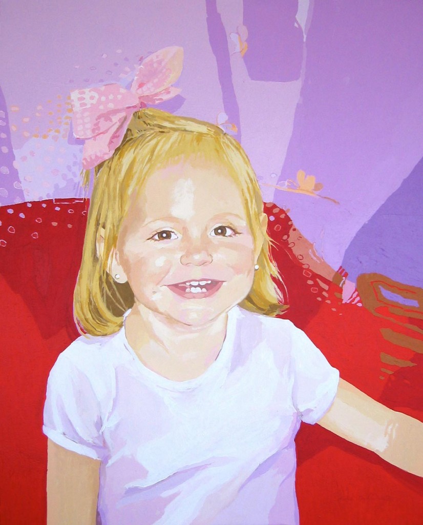 ADRIANA CON LAZO ROSA, acrílico/lienzo, 100x81 cm, 2007