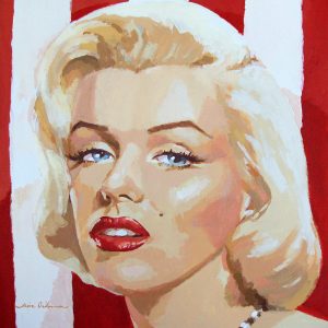 MARILYN STRIPES I, acrílico/lienzo, 50x50 cm