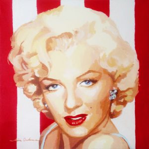 MARILYN STRIPES III, acrílico/lienzo, 50x50 cm